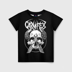 Детская футболка 3D с принтом Carnifex , 100% гипоаллергенный полиэфир | прямой крой, круглый вырез горловины, длина до линии бедер, чуть спущенное плечо, ткань немного тянется | behemoth | black | blackmetal | burzum | carnifex | punk | rock | suicide silence