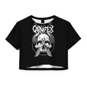 Женская футболка Crop-top 3D с принтом Carnifex , 100% полиэстер | круглая горловина, длина футболки до линии талии, рукава с отворотами | behemoth | black | blackmetal | burzum | carnifex | punk | rock | suicide silence