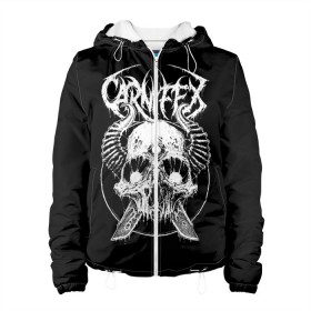 Женская куртка 3D с принтом Carnifex , ткань верха — 100% полиэстер, подклад — флис | прямой крой, подол и капюшон оформлены резинкой с фиксаторами, два кармана без застежек по бокам, один большой потайной карман на груди. Карман на груди застегивается на липучку | behemoth | black | blackmetal | burzum | carnifex | punk | rock | suicide silence