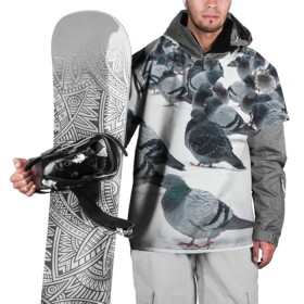 Накидка на куртку 3D с принтом Голуби , 100% полиэстер |  | bird | pigeon | russia | snow | winter | голубь | животные | зима | курлык | птицы | россия | снег | текстура | фон | фотография