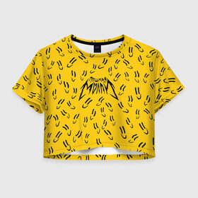 Женская футболка Crop-top 3D с принтом Пошлая Молли Смайлики , 100% полиэстер | круглая горловина, длина футболки до линии талии, рукава с отворотами | pop | punk | rock | желтый | лого | панк | паттерн | поп | рок | смайл | смайлик