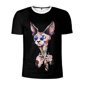 Мужская футболка 3D спортивная с принтом Сфинкс , 100% полиэстер с улучшенными характеристиками | приталенный силуэт, круглая горловина, широкие плечи, сужается к линии бедра | Тематика изображения на принте: animal | animals | beast | cat | tattoo | египет | египетский | животное | животные | зверь | кот | котенок | котята | кошка | лысый | модный | очки | сфинкс | тату | татуировка | татуировки