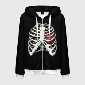 Мужская толстовка 3D на молнии с принтом My Heart , 100% полиэстер | длина до линии бедра, манжеты и пояс оформлены мягкой тканевой резинкой, двухслойный капюшон со шнурком для регулировки, спереди молния, по бокам два кармана | Тематика изображения на принте: bone | bones | chest | heart | hearts | love | organ | organs | ribs | skeleton | x ray | грудная клетка | кости | кость | орган | органы | ребра | рентген | сердца | сердце | скелет