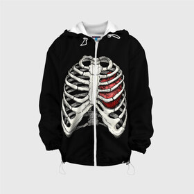 Детская куртка 3D с принтом My Heart , 100% полиэстер | застежка — молния, подол и капюшон оформлены резинкой с фиксаторами, по бокам — два кармана без застежек, один потайной карман на груди, плотность верхнего слоя — 90 г/м2; плотность флисового подклада — 260 г/м2 | Тематика изображения на принте: bone | bones | chest | heart | hearts | love | organ | organs | ribs | skeleton | x ray | грудная клетка | кости | кость | орган | органы | ребра | рентген | сердца | сердце | скелет