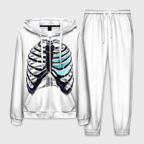 Мужской костюм 3D с принтом X-Ray , 100% полиэстер | Манжеты и пояс оформлены тканевой резинкой, двухслойный капюшон со шнурком для регулировки, карманы спереди | bone | bones | chest | heart | hearts | love | organ | organs | ribs | skeleton | x ray | грудная клетка | кости | кость | орган | органы | ребра | рентген | сердца | сердце | скелет