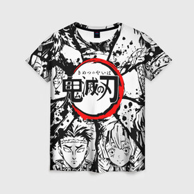 Женская футболка 3D с принтом KIMETSU NO YAIBA , 100% полиэфир ( синтетическое хлопкоподобное полотно) | прямой крой, круглый вырез горловины, длина до линии бедер | demon slayer | kimetsu no yaiba | nezuko | shinobu | slayer | tanjiro | zenitsu | гию томиока | зенитцу | иноске хашибира | клинок рассекающий демонов | незуко | танджиро | шинобу кочо