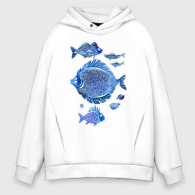 Мужское худи Oversize хлопок с принтом Рыбы Чёрного моря , френч-терри — 70% хлопок, 30% полиэстер. Мягкий теплый начес внутри —100% хлопок | боковые карманы, эластичные манжеты и нижняя кромка, капюшон на магнитной кнопке | Тематика изображения на принте: синий море рыба рыбы акварель графика забавные мультяшные лето