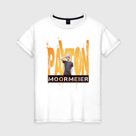 Женская футболка хлопок с принтом Payton Moormeier , 100% хлопок | прямой крой, круглый вырез горловины, длина до линии бедер, слегка спущенное плечо | payton | payton moormeier | мормайер | мормиер | пейтон моормиер | пейтон мурмиер | пэйтон