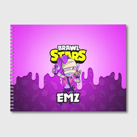 Альбом для рисования с принтом BRAWL STARS EMZ , 100% бумага
 | матовая бумага, плотность 200 мг. | Тематика изображения на принте: brawl stars | brawl stars emz | brawler | emz | бравл старз | бравлер | эмз