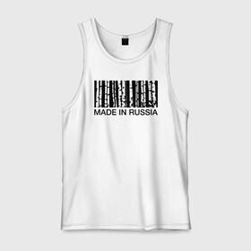 Мужская майка хлопок с принтом Made in Russia , 100% хлопок |  | barcode | country | forest | russia | береза | лес | родина | россия | страна | штрихкод