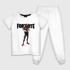 Детская пижама хлопок с принтом FORTNITE IKONIK , 100% хлопок |  брюки и футболка прямого кроя, без карманов, на брюках мягкая резинка на поясе и по низу штанин
 | Тематика изображения на принте: fortnite | fortnite 2 | fortnite x | ikonik | marshmello | ninja | ninja streamer | иконик | маршмелло | ниндзя | фортнайт | фортнайт 2 | фортнайт глава 2