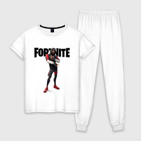 Женская пижама хлопок с принтом FORTNITE IKONIK , 100% хлопок | брюки и футболка прямого кроя, без карманов, на брюках мягкая резинка на поясе и по низу штанин | fortnite | fortnite 2 | fortnite x | ikonik | marshmello | ninja | ninja streamer | иконик | маршмелло | ниндзя | фортнайт | фортнайт 2 | фортнайт глава 2