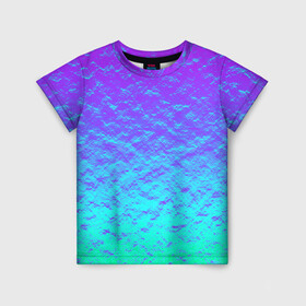 Детская футболка 3D с принтом ПЕРЛАМУТР , 100% гипоаллергенный полиэфир | прямой крой, круглый вырез горловины, длина до линии бедер, чуть спущенное плечо, ткань немного тянется | neon | retro | абстракция | блестки | вода | волны | краски | неон | неоновый | перламутр | поп | радуга | ретро | текстура | фиолетовый