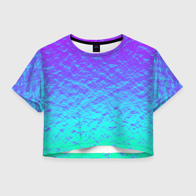 Женская футболка Crop-top 3D с принтом ПЕРЛАМУТР , 100% полиэстер | круглая горловина, длина футболки до линии талии, рукава с отворотами | neon | retro | абстракция | блестки | вода | волны | краски | неон | неоновый | перламутр | поп | радуга | ретро | текстура | фиолетовый