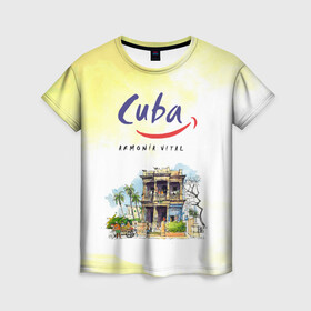 Женская футболка 3D с принтом Куба , 100% полиэфир ( синтетическое хлопкоподобное полотно) | прямой крой, круглый вырез горловины, длина до линии бедер | cuba | карибы | куба | лето | пальмы | путешествия | солнце | туризм