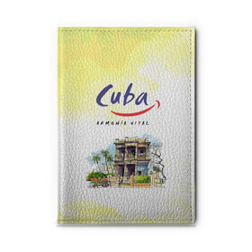 Обложка для автодокументов с принтом Куба , натуральная кожа |  размер 19,9*13 см; внутри 4 больших “конверта” для документов и один маленький отдел — туда идеально встанут права | cuba | карибы | куба | лето | пальмы | путешествия | солнце | туризм
