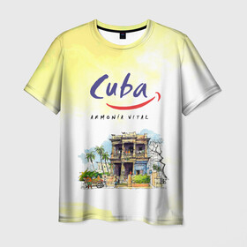Мужская футболка 3D с принтом Куба , 100% полиэфир | прямой крой, круглый вырез горловины, длина до линии бедер | cuba | карибы | куба | лето | пальмы | путешествия | солнце | туризм