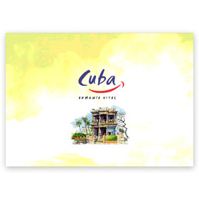 Поздравительная открытка с принтом Куба , 100% бумага | плотность бумаги 280 г/м2, матовая, на обратной стороне линовка и место для марки
 | cuba | карибы | куба | лето | пальмы | путешествия | солнце | туризм