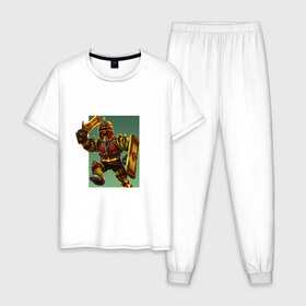 Мужская пижама хлопок с принтом Roblox 3d , 100% хлопок | брюки и футболка прямого кроя, без карманов, на брюках мягкая резинка на поясе и по низу штанин
 | Тематика изображения на принте: 3d | roblox | иллюзия | роблокс | рыцарь с мечом