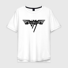 Мужская футболка хлопок Oversize с принтом Van Halen Logo Ван Хален (Z) , 100% хлопок | свободный крой, круглый ворот, “спинка” длиннее передней части | Тематика изображения на принте: lee roth | van halen | vh | алекс ван хален | вольфганг ван хален | глэм метал | дэвид ли рот | хард рок | хеви метал | эдди ван хален