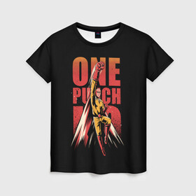 Женская футболка 3D с принтом Рывок Сайтамы , 100% полиэфир ( синтетическое хлопкоподобное полотно) | прямой крой, круглый вырез горловины, длина до линии бедер | one punch man | onepunchman | oppai | saitama | ван панч мен | ванпанчмен | макото миядзаки | сайтама | человек один удар