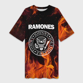 Платье-футболка 3D с принтом Ramones ,  |  | music | ramones | rock | музыка | рамонез | рамонес | рамонс | рок