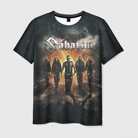 Мужская футболка 3D с принтом Sabaton Band , 100% полиэфир | прямой крой, круглый вырез горловины, длина до линии бедер | Тематика изображения на принте: battle metal | sabaton | военный рок | йоаким броден | крис рёланд | пар сундстрём | рок | рок группа | хэви метал | шведская группа | шведский рок