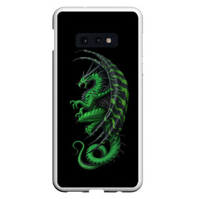 Чехол для Samsung S10E с принтом Green Dragon , Силикон | Область печати: задняя сторона чехла, без боковых панелей | Тематика изображения на принте: beast | dinosaur | dragon | fire | hunter | ice | monster | predator | reptile | динозавр | дракон | зверь | лед | ледяной | монстр | огненный | огонь | охотник | хищник