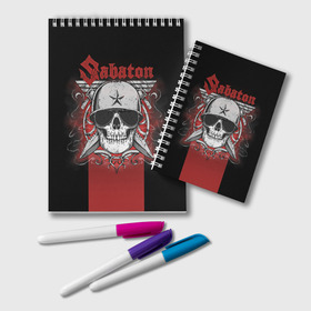 Блокнот с принтом Sabaton Army Skull , 100% бумага | 48 листов, плотность листов — 60 г/м2, плотность картонной обложки — 250 г/м2. Листы скреплены удобной пружинной спиралью. Цвет линий — светло-серый
 | battle metal | sabaton | военный рок | йоаким броден | крис рёланд | пар сундстрём | рок | рок группа | хэви метал | шведская группа | шведский рок