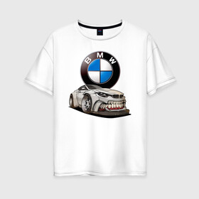 Женская футболка хлопок Oversize с принтом BMW оскал , 100% хлопок | свободный крой, круглый ворот, спущенный рукав, длина до линии бедер
 | bmw | car | germany | grin | jaw | power | sketch | teeth | автомобиль | бмв | германия | зубы | мощь | оскал | пасть | эскиз