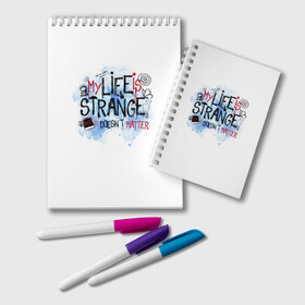 Блокнот с принтом LIFE IS STRANGE , 100% бумага | 48 листов, плотность листов — 60 г/м2, плотность картонной обложки — 250 г/м2. Листы скреплены удобной пружинной спиралью. Цвет линий — светло-серый
 | Тематика изображения на принте: chloe | life is strange | life is strange 2 | max | игра | лайф ис стрэндж | макс | надпись | хлоя