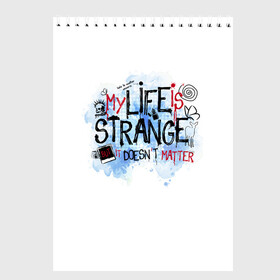 Скетчбук с принтом LIFE IS STRANGE , 100% бумага
 | 48 листов, плотность листов — 100 г/м2, плотность картонной обложки — 250 г/м2. Листы скреплены сверху удобной пружинной спиралью | Тематика изображения на принте: chloe | life is strange | life is strange 2 | max | игра | лайф ис стрэндж | макс | надпись | хлоя