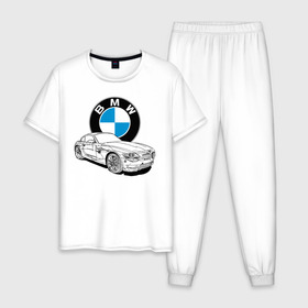 Мужская пижама хлопок с принтом BMW , 100% хлопок | брюки и футболка прямого кроя, без карманов, на брюках мягкая резинка на поясе и по низу штанин
 | bmw | car | germany | power | prestige | автомобиль | бмв | германия | мощь | престиж