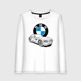 Женский лонгслив хлопок с принтом BMW , 100% хлопок |  | bmw | car | germany | power | prestige | автомобиль | бмв | германия | мощь | престиж