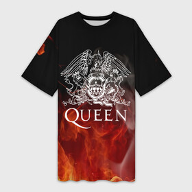 Платье-футболка 3D с принтом QUEEN | КВИН (Z) ,  |  | Тематика изображения на принте: queen | rock | we will rock you | брайан мэи | группа queen | группа квин | джон дикон | квин | королева | король | роджер тейлор | рок | фредди меркьюри