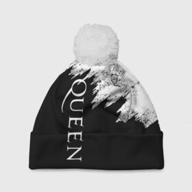 Шапка 3D c помпоном с принтом QUEEN , 100% полиэстер | универсальный размер, печать по всей поверхности изделия | queen | rock | we will rock you | брайан мэи | группа queen | группа квин | джон дикон | квин | королева | король | роджер тейлор | рок | фредди меркьюри