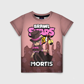 Детская футболка 3D с принтом BRAWL STARS MORTIS , 100% гипоаллергенный полиэфир | прямой крой, круглый вырез горловины, длина до линии бедер, чуть спущенное плечо, ткань немного тянется | brawl stars | brawl stars mortis | brawler | mortis | бравл старз | бравлер | мортис