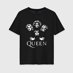 Женская футболка хлопок Oversize с принтом QUEEN (НА СПИНЕ) , 100% хлопок | свободный крой, круглый ворот, спущенный рукав, длина до линии бедер
 | queen | rock | we will rock you | брайан мэи | группа queen | группа квин | джон дикон | квин | королева | король | роджер тейлор | рок | фредди меркьюри