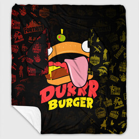 Плед с рукавами с принтом Fortnite Durrr Burger , 100% полиэстер | Закругленные углы, все края обработаны. Ткань не мнется и не растягивается. Размер 170*145 | chapter 2 | durr burger | fortnite | fortnite durrr burger | бургер | игры | фортнайт
