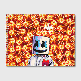 Альбом для рисования с принтом MARSHMELLO , 100% бумага
 | матовая бумага, плотность 200 мг. | fire | marshmello | music | дым | зефир | зефирка | лого | лого marshmello | лого маршмеллоу | логотип | логотип marshmello | логотип маршмеллоу | маршиеллоу | маска | музыка | музыкант | огненная рука