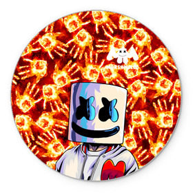 Коврик для мышки круглый с принтом MARSHMELLO , резина и полиэстер | круглая форма, изображение наносится на всю лицевую часть | fire | marshmello | music | дым | зефир | зефирка | лого | лого marshmello | лого маршмеллоу | логотип | логотип marshmello | логотип маршмеллоу | маршиеллоу | маска | музыка | музыкант | огненная рука