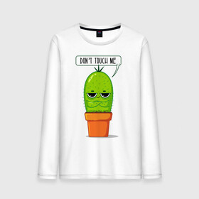 Мужской лонгслив хлопок с принтом Dont Touch Me , 100% хлопок |  | art | cactus | drawing | inscription | phrase | pot | арт | горшок | кактус | надпись | рисунок | фраза