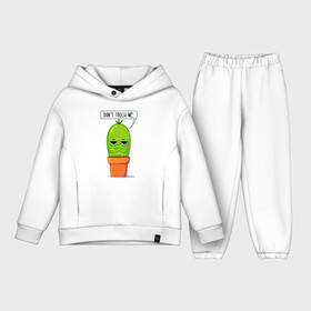 Детский костюм хлопок Oversize с принтом Dont Touch Me ,  |  | art | cactus | drawing | inscription | phrase | pot | арт | горшок | кактус | надпись | рисунок | фраза