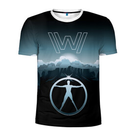 Мужская футболка 3D спортивная с принтом Westworld Landscape , 100% полиэстер с улучшенными характеристиками | приталенный силуэт, круглая горловина, широкие плечи, сужается к линии бедра | vdosadir | westworld | джонатан нолан | западный мир | лиза джой | мир дикого запада | пейзаж