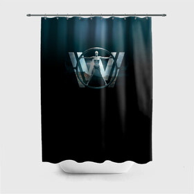 Штора 3D для ванной с принтом Westworld Logo , 100% полиэстер | плотность материала — 100 г/м2. Стандартный размер — 146 см х 180 см. По верхнему краю — пластиковые люверсы для креплений. В комплекте 10 пластиковых колец | vdosadir | westworld | джонатан нолан | западный мир | лиза джой | мир дикого запада