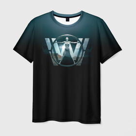 Мужская футболка 3D с принтом Westworld Logo , 100% полиэфир | прямой крой, круглый вырез горловины, длина до линии бедер | vdosadir | westworld | джонатан нолан | западный мир | лиза джой | мир дикого запада