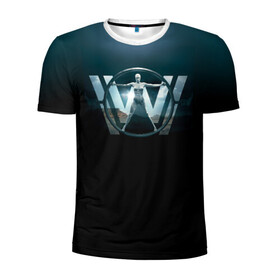 Мужская футболка 3D спортивная с принтом Westworld Logo , 100% полиэстер с улучшенными характеристиками | приталенный силуэт, круглая горловина, широкие плечи, сужается к линии бедра | Тематика изображения на принте: vdosadir | westworld | джонатан нолан | западный мир | лиза джой | мир дикого запада