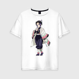 Женская футболка хлопок Oversize с принтом Кочо Шинобу , 100% хлопок | свободный крой, круглый ворот, спущенный рукав, длина до линии бедер
 | аниме | клинок рассекающий демонов | кочо шинобу