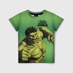 Детская футболка 3D с принтом Hulk , 100% гипоаллергенный полиэфир | прямой крой, круглый вырез горловины, длина до линии бедер, чуть спущенное плечо, ткань немного тянется | avengers | bruce banner | hulk | marvel | vdzabma | брюс баннер | комикс | марвел | мстители | халк