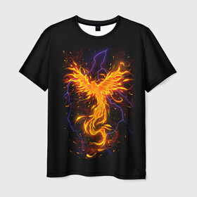 Мужская футболка 3D с принтом Phoenix , 100% полиэфир | прямой крой, круглый вырез горловины, длина до линии бедер | beast | bird | creature | fire | flame | myth | mythical | phoenix | space | зверь | космос | миф | мифические | мифическое | огонь | пламя | птица | существо | феникс